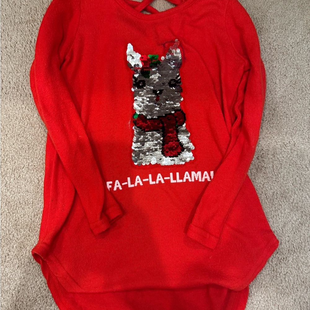 Red Sequin Llama Sweater